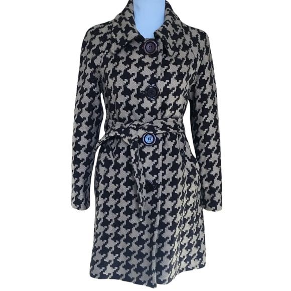 Michael Kors Wool Blend Houndstooth Coat - Picture 13 of 14